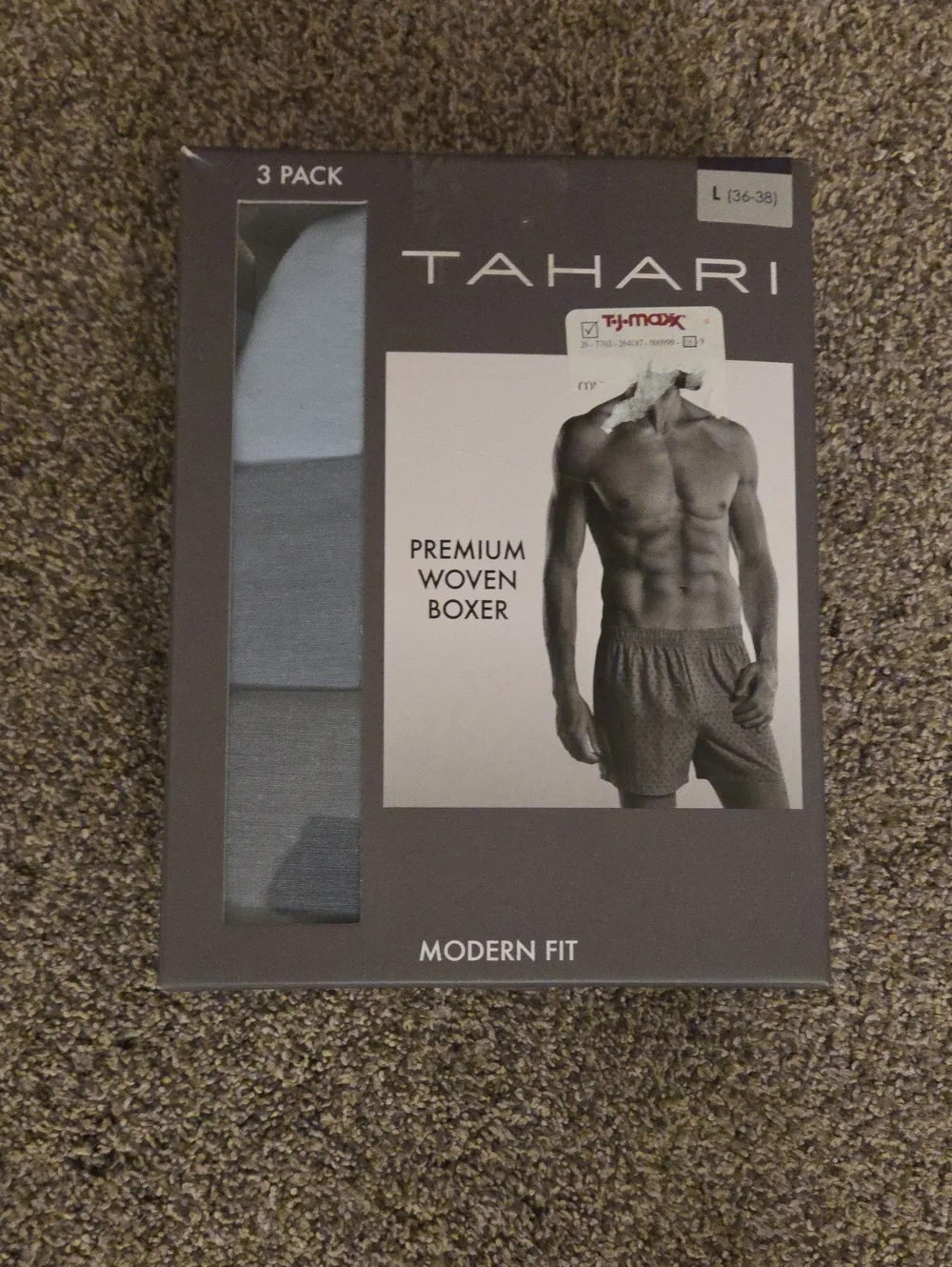 Tahari Light Blue & Gray Men's Woven Boxer 3-Pack - Modern Fit Size Large NWT
